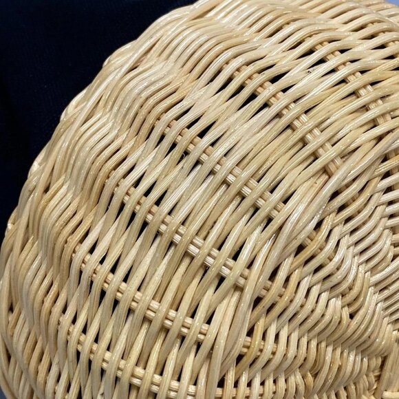 Auth PRADA - 1BH115 Black Beige Canvas Rattan Handbag - Picture 4 of 16
